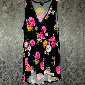 High low floral tank